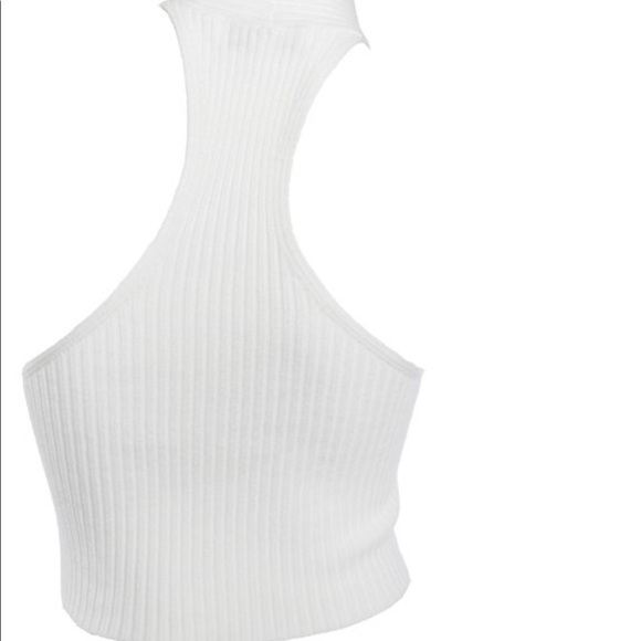 New-White Knit Halter Crop Top - Stretchy & Soft - Picture 4 of 4